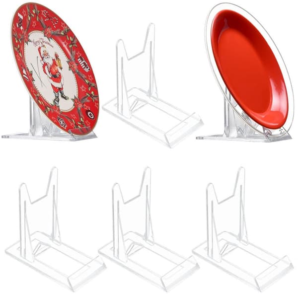 【BEMS】Plate Stand 6-pack - Adjustable Holder Compatible with Decorative Plates - Acrylic Book and Cookbook Stand Compatible with Table Display
