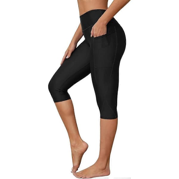 Charmleaks Badedraktsbukser for kvinner Høy midje Badcapris Badeshorts Badeleggings black S