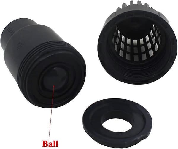 Bunnventil med tilbakeslagsventil og kulemunnstykke, silventil 25 32 40 mm, PVC-pumpe (innerdiameter 25 mm)[BEMS]