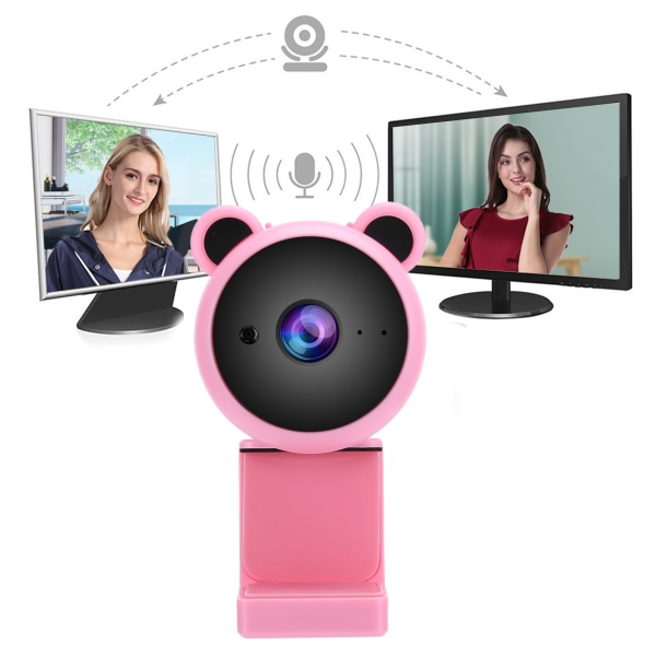 1080P HD USB -tietokonekamera videotallennus digitaalinen verkkokamera sisäänrakennettu mikrofoni suoraa lähetystä varten (vaaleanpunainen)++