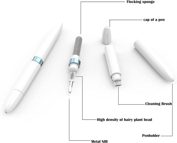 【BEMS】4-in-1 Cleaning Brush Compatible with Headphones & Charging Cases Vit white