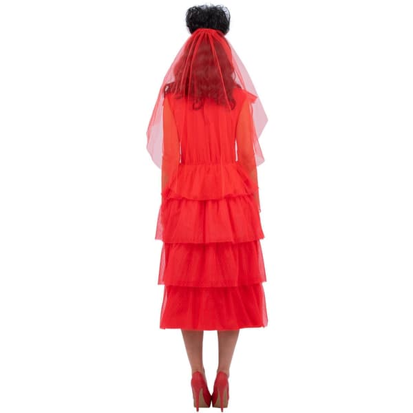 Beetlejuice Dam/Dam Lydia Deetz Brud Kostym Set S Röd Red Red S