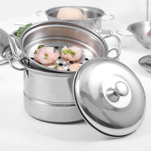 Mini Ångkokare i Rostfritt Stål - Perfekt Leksakskök för Barnens Koksnöje