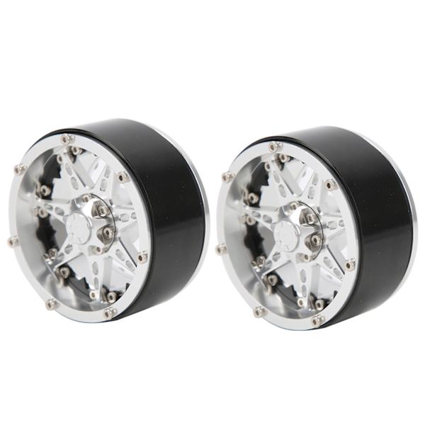 2 stk RC Aluminiumslegering Beadlock Hjulfelg Nav for SCX10 / TRX4 / TRX6 1/10 RC Bil Oppgraderingsdeler Sølv Svart