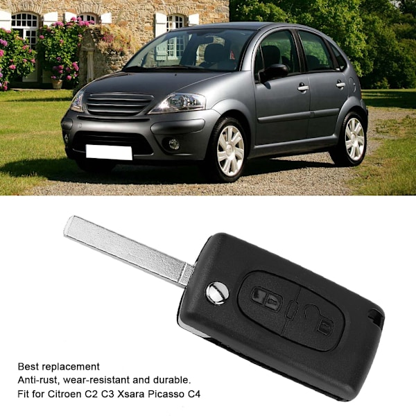 2-knapps Fjärrkontroll Nyckelskal Passar Citroen C2 C3 Xsara Picasso C4