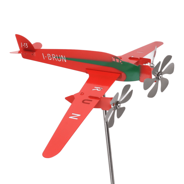 BEMS Metallflygplan Vindflöjel 3D Röd Rostfri Slät Flygplan Vindkvarn Vindsnurra för Garage Kupol Ladugård Uteplats Röd+