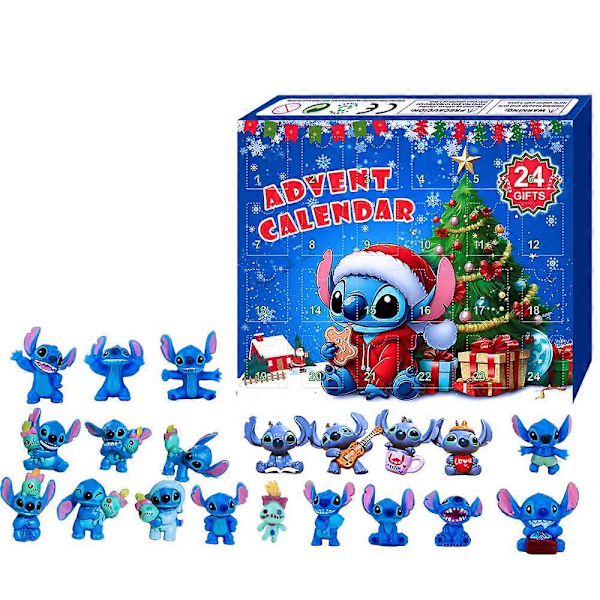 Julkalender 2024 Lilo & Stitch Actionfigur Leksak 24 Dagars Nedräkning Blind Box Överraskningsgåva