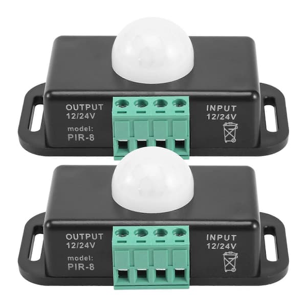 12V 24V PIR-sensor LED-kompatibel med LED-stripsljus, 2-pack