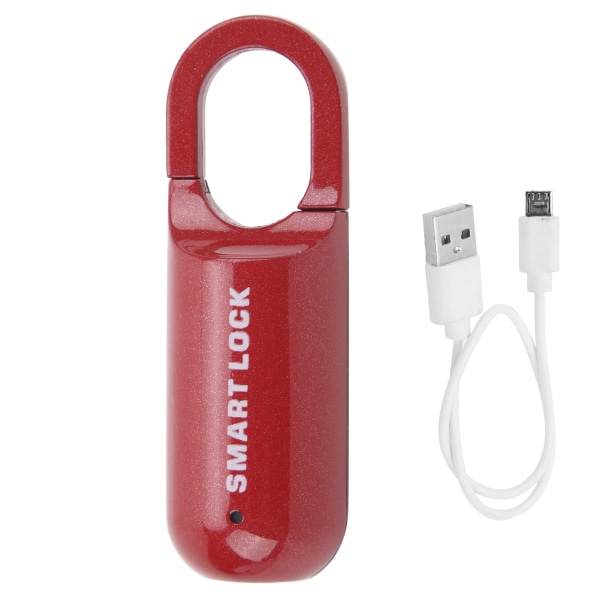 Fingeraftrykslås Tyverisikring USB Genopladelig hængelås med tommelfingeraftryk til kuffert (rød)//+