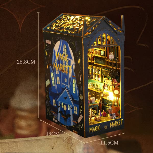 DIY Magics Bazaar bogkrog-sæt med nem montering Dekorative miniaturer Kompatibel med stuen A