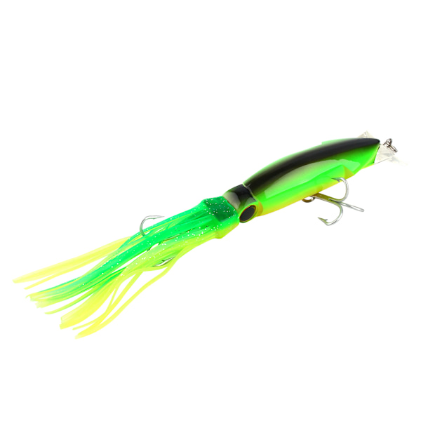 24cm/40g Fiskeagn Squid Agner Fiskebete Crankbait Fiskeutstyr Jig Treble Hook Grønn