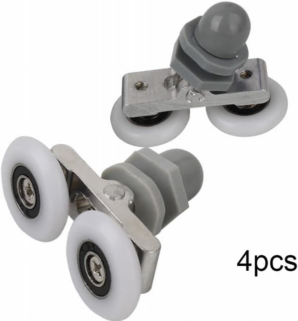 Set med 4 dubbla rullar för böjda dörrar, 25 mm diameter