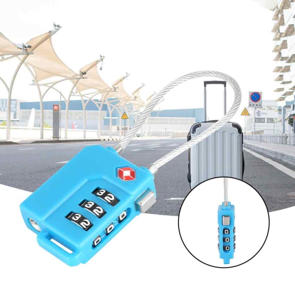 3-cifret adgangskode TSA ståltrådslås Toldkodelås til rejsekuffertbagage (blå)//+