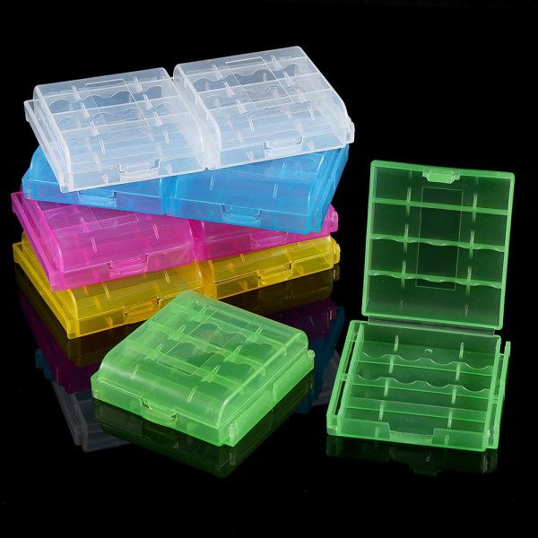 5 väriä monitoiminen läpinäkyvä kova muovikotelon case säilytyslaatikko AA AAA -paristolle++