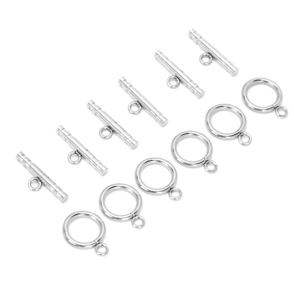 Runda T-formade Spännen i Rostfritt Stål för Halsband Smyckestillverkning Stål Färg