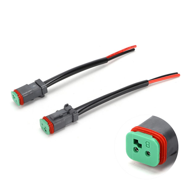 2kpl DT 2Pin uros naaras johtosarjaliitin IP68 Vedenpitävä LED-työvalolle Light Bar