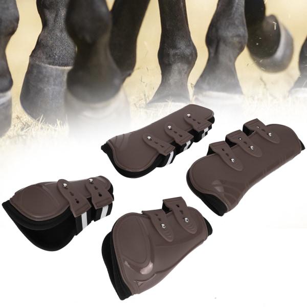 TIMH 1 sæt PU heste benbeskytter benbeskytter fortykkede leggings med blødt for, udstyr brun L
