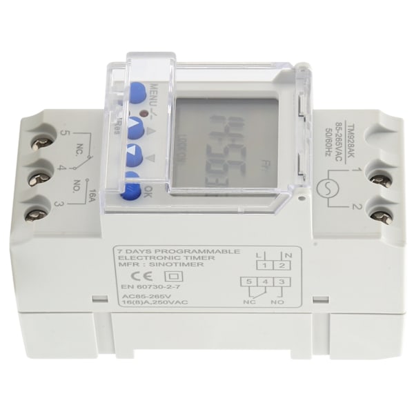 Digital Analog Timer Switch DIN Skinne Stor Skærm Display Programmerbar 85‑265V 16A