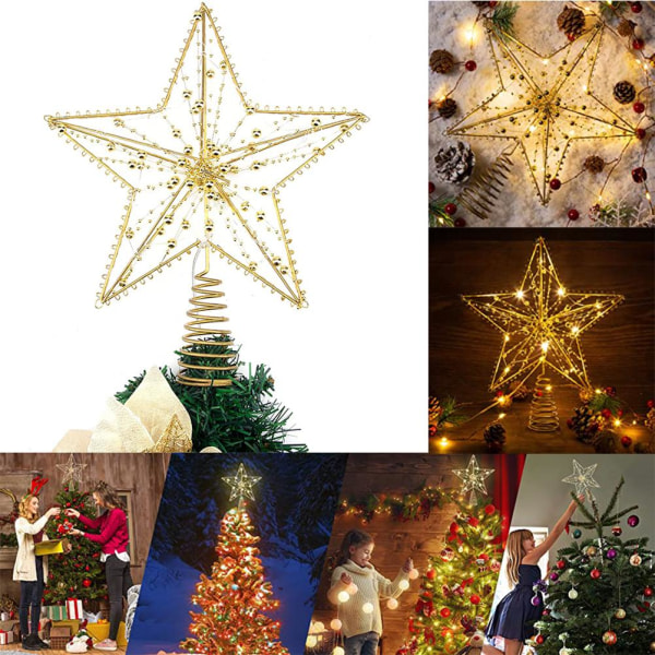 Joulukuusivarsitähti LED-valolla Glitter Joulukuusi Top Star -lamppu joulukodin sisustukseen/