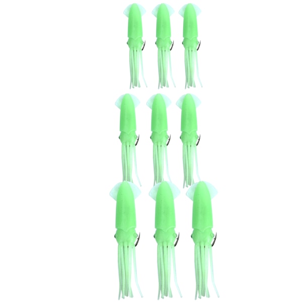 Myk Fisk Kunstig Bionisk Blekksprut Agnsoft Bait Fisketilbehør (grønn lysende 10 cm)