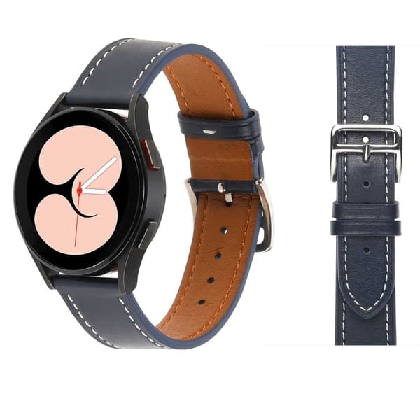Samsung Galaxy Watch 5 (44mm) / (40mm) / Pro Urrem i ægte læder - Midnatsblå[BEMS] Blue blue
