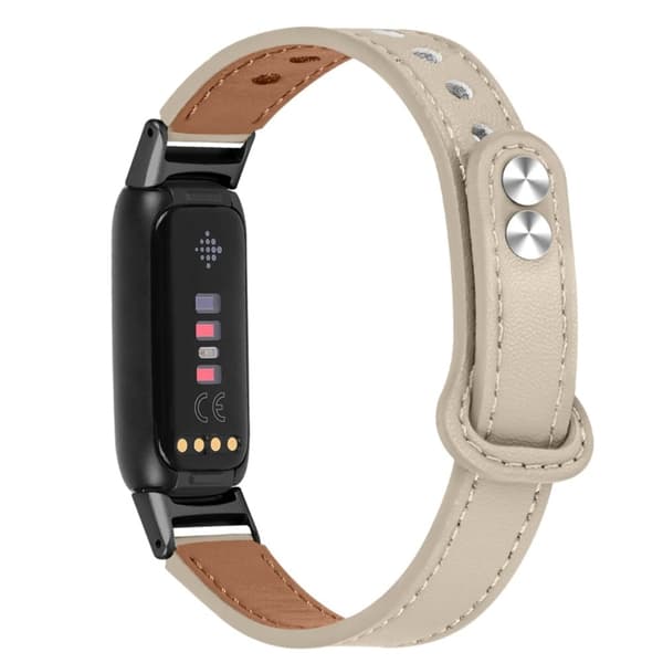 Fitbit Luxe urrem i okselæder med sort stik - Elfenben[BEMS] White white