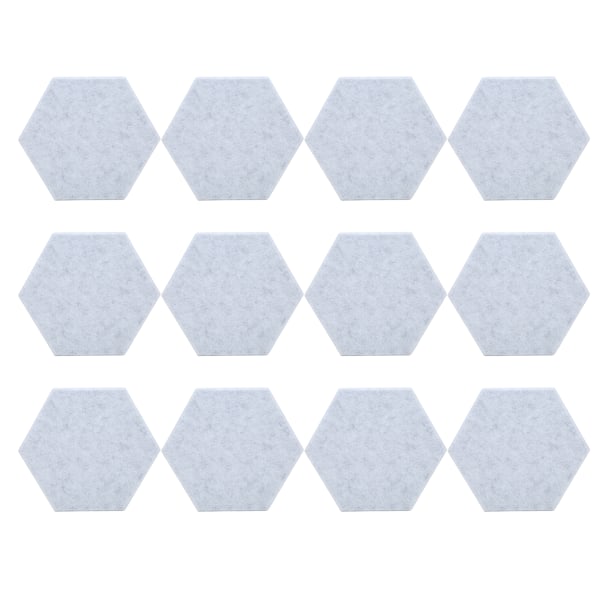 12Pcs Sound Absorption Board Hex Adhesive Acoustic Panels Wedges Wall Soundproof EnclosureSilver Gray