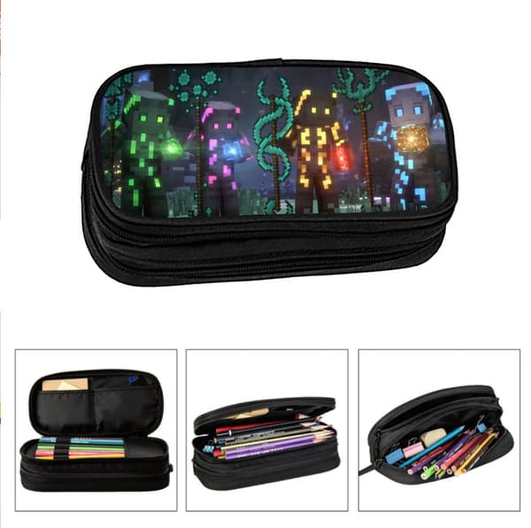 Minecraft pennfodral student barn pennfodral stor kapacitet pennfodral elastiskt dubbelskiktat bärbart pennfodral pencil case Section 18