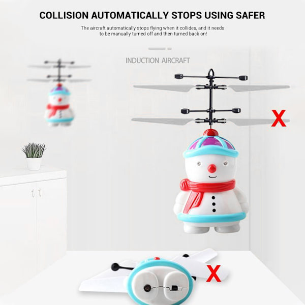BEMSYM-Snowman Induksjonsfly USB Oppladbart Snowman Flying Toy Snowman Helikopter