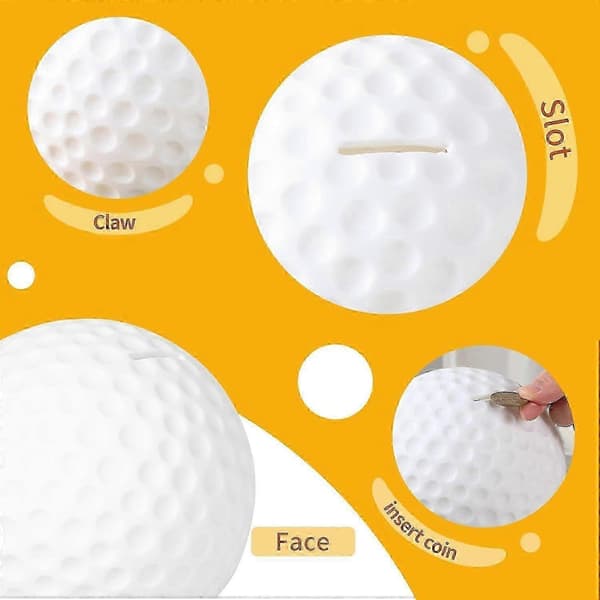 Sparegris i form af en golfbold, splintfri design, perfekt gave til sportselskere