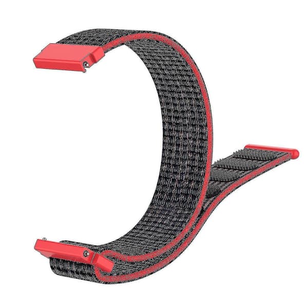 Til Garmin Forerunner 265s / 255s / Venu 2s rem 18mm universel justerbar nylon urrem - orange Black Red
