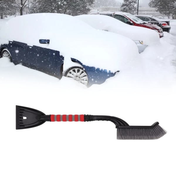 BEMS aftagelig isskraber snefjernelsesværktøj med ergonomisk skumgreb til biler lastbiler grå rød