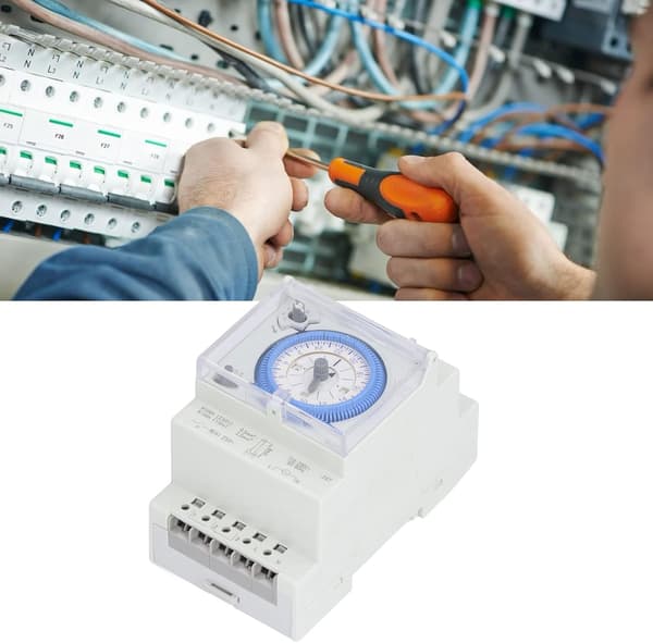 Mekanisk timer, 110-230V tidsafbryder, 2-vejs digitalt display, DIN-skinne, til indendørs brug, til belysning, til lamper
