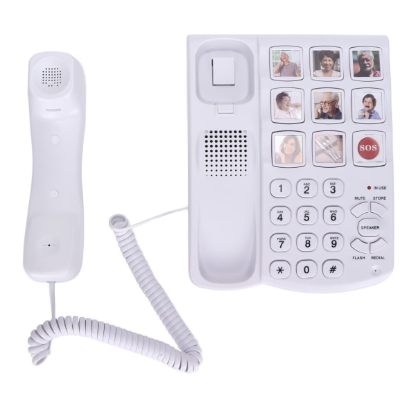 TIMH LD-858HF Telefon med stor knapp Forsterket bildeminne Fasttelefon med ledning for eldre eldre