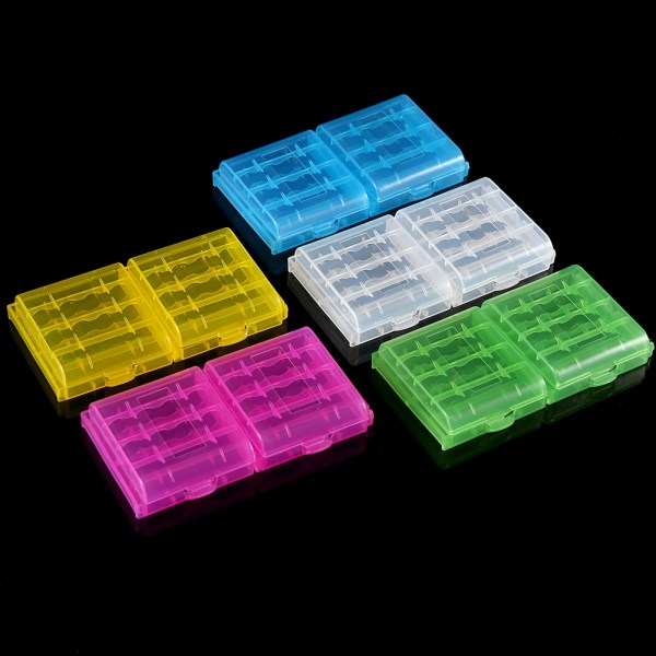 5 väriä monitoiminen läpinäkyvä kova muovikotelon case säilytyslaatikko AA AAA -paristolle++