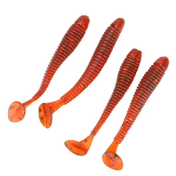 50 stk 5 cm Myke Plast Fiske Agner T-hale Grub Worm Agner Fiskeutstyr Tilbehør Rød