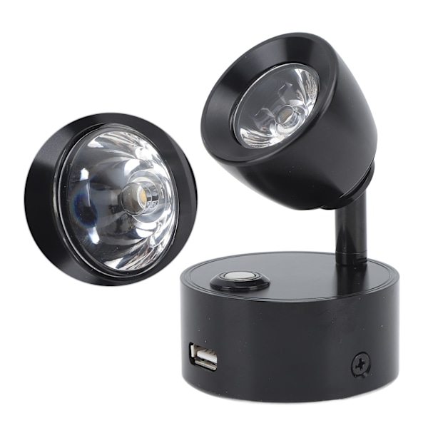 Læselampe til autocamper LED indendørs sengelampe Båd Yacht USB Genopladelig Justerbar Touch Lampe DC12 til 24V Sort