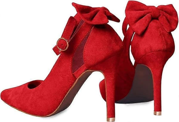 Damesko med høye hæler og sløyfe i sexy materiale, røde Red 41