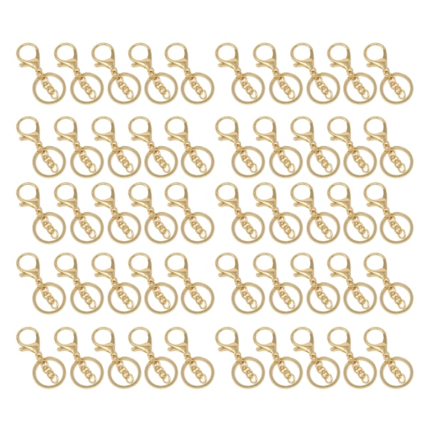 BEMS 50PCS Key Chain Ring Alloy Golden Polished DIY Handcraft Metal Key Rings with Chain for Travel