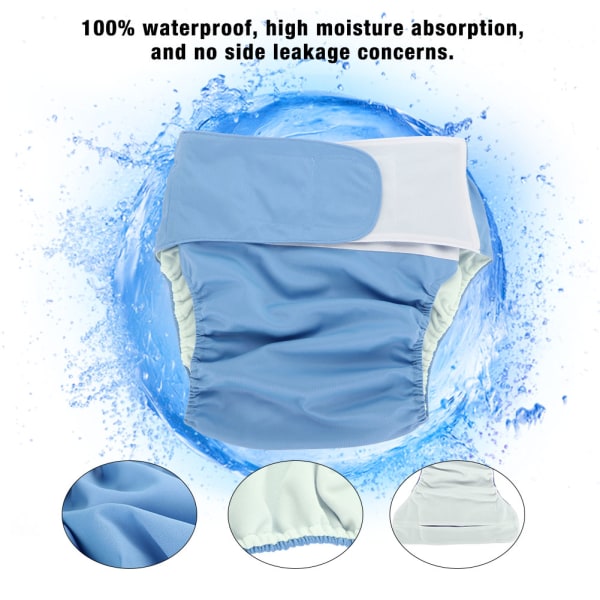 Aikuisten kangasvaippa Uudelleenkäytettävä pestävä säädettävä iso vaippa Sininen305++/
