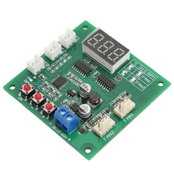 DC10‑60V 2-kanals 4-tråds fläkt PWM temperaturhastighetsregulator styrmodul interna fläktkomponenter