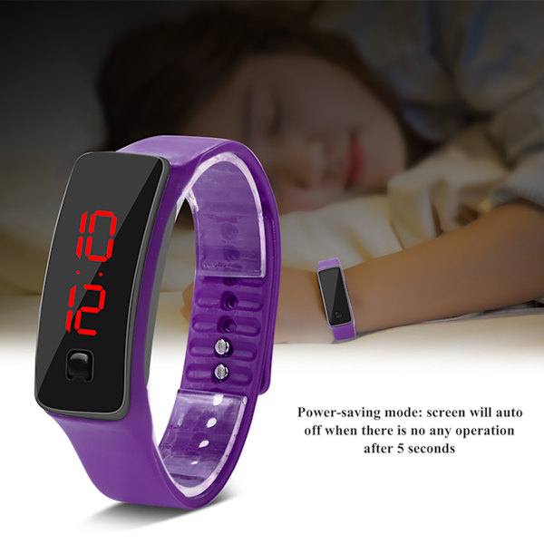 LED-klocka Sport Silikonarmband Digital 12-timmars urtavla Elektronisk display Armbandsur