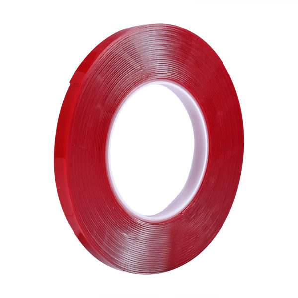 10m Nail Art självhäftande dubbelsidig tejp Röd film genomskinlig tejp för nageldisplay lins manikyrverktyg++/