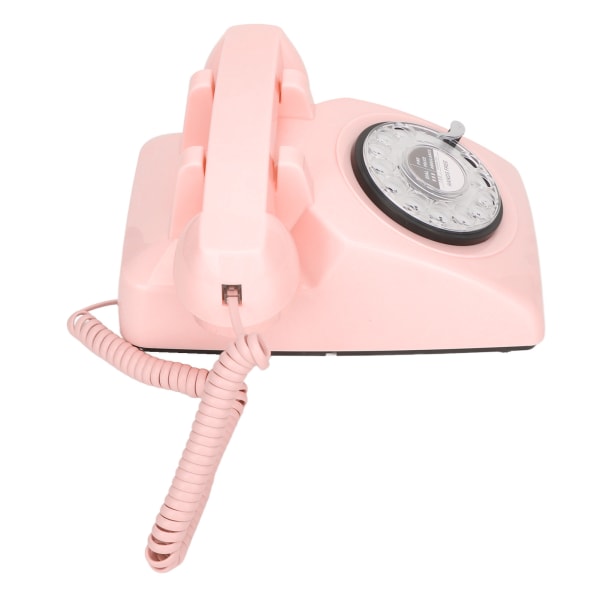 TIMH Retro roterende telefon med ledning Gammeldags vintage hjemmetelefon med mekanisk ringetone og højttalerfunktion Pink