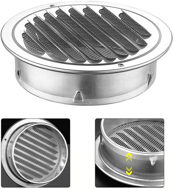 Rund ventilationsrist i rustfrit stål, emhætteventilator, ventilatorafdækningsrist (180 mm)