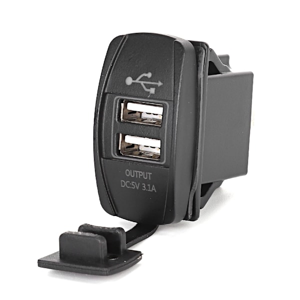 Dobbelt USB strømlader 12-24V 3.1A til bil, båd, motorcykel Universal grønt lys