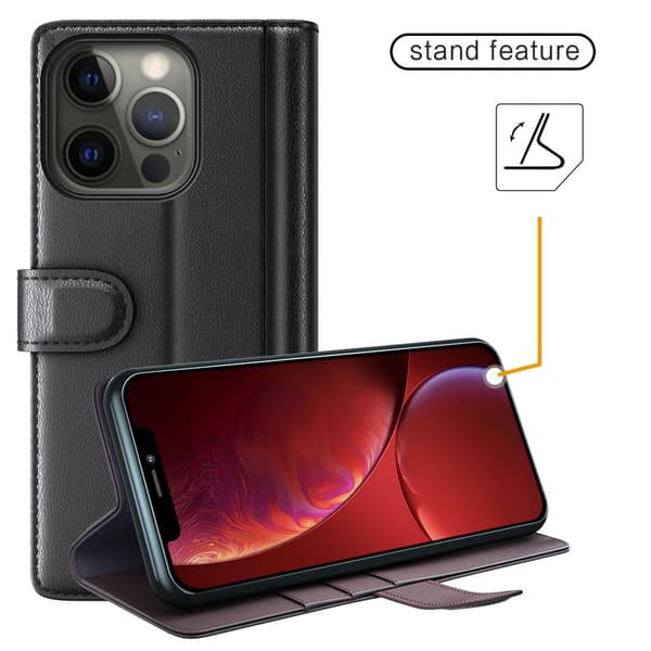 【BEMS】Lærveske kompatibel med iPhone 13 Pro Max - Brun Brun brown