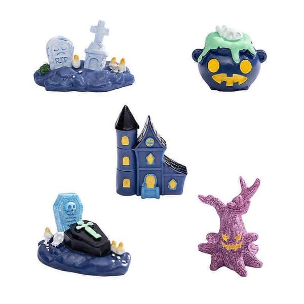 Søde Halloween Mikro Landskab Miniaturefigurer Harpiks Håndværk Mini Fe Havepynt Sød Græskar Spøgelse Dekoration A2