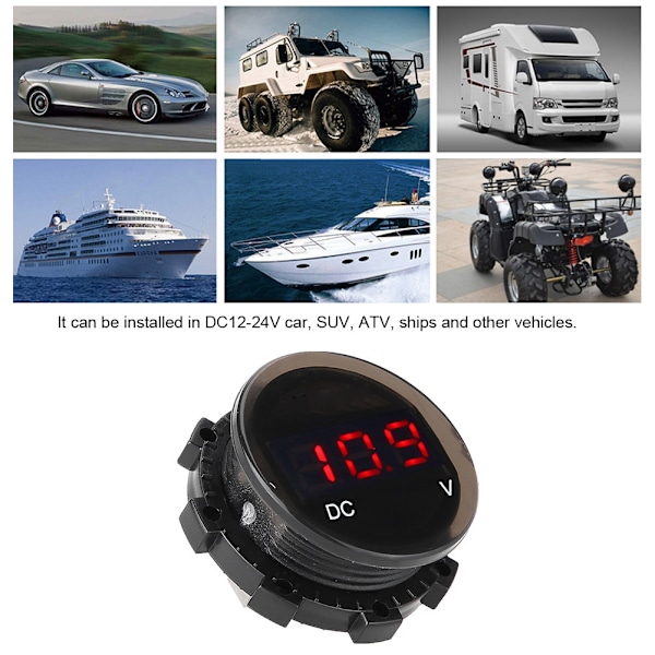 Modifisert Motorsykkel Voltmeter LED Digital Display Spenningsmåler Panel Meter (Rød)