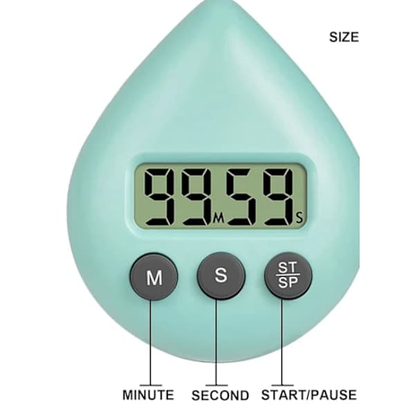 Vanntett dusjtimer, digital timer, baderoms- og kjøkkentimer, nedtellingstimer med sugekopphull blå blå[BEMS] blue